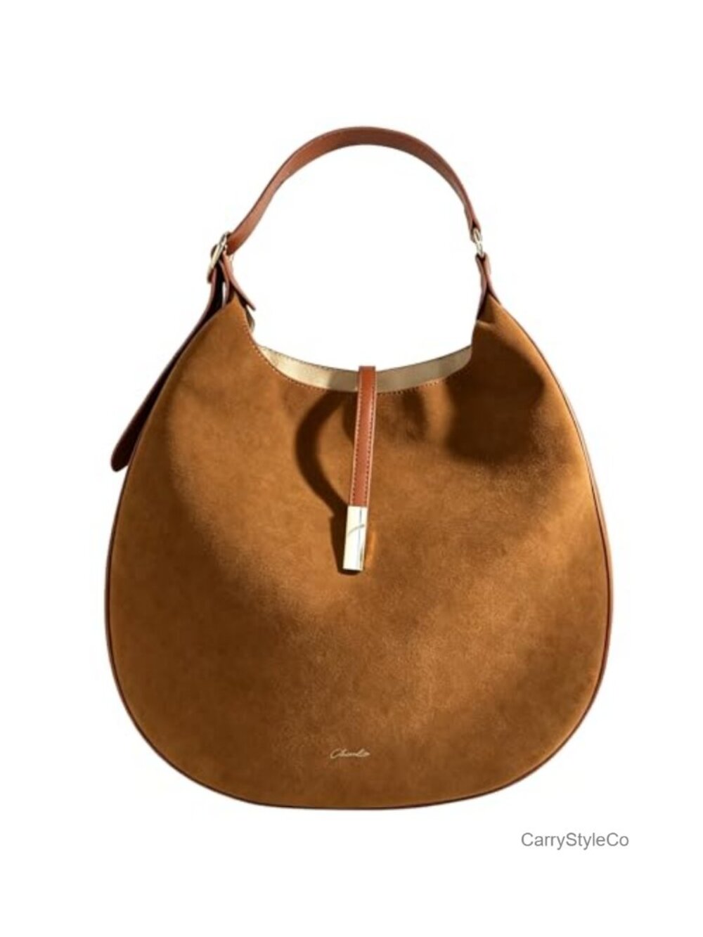 Suede Hobo Shoulder Bag Adjustable Strap Zipper Women's Handbag